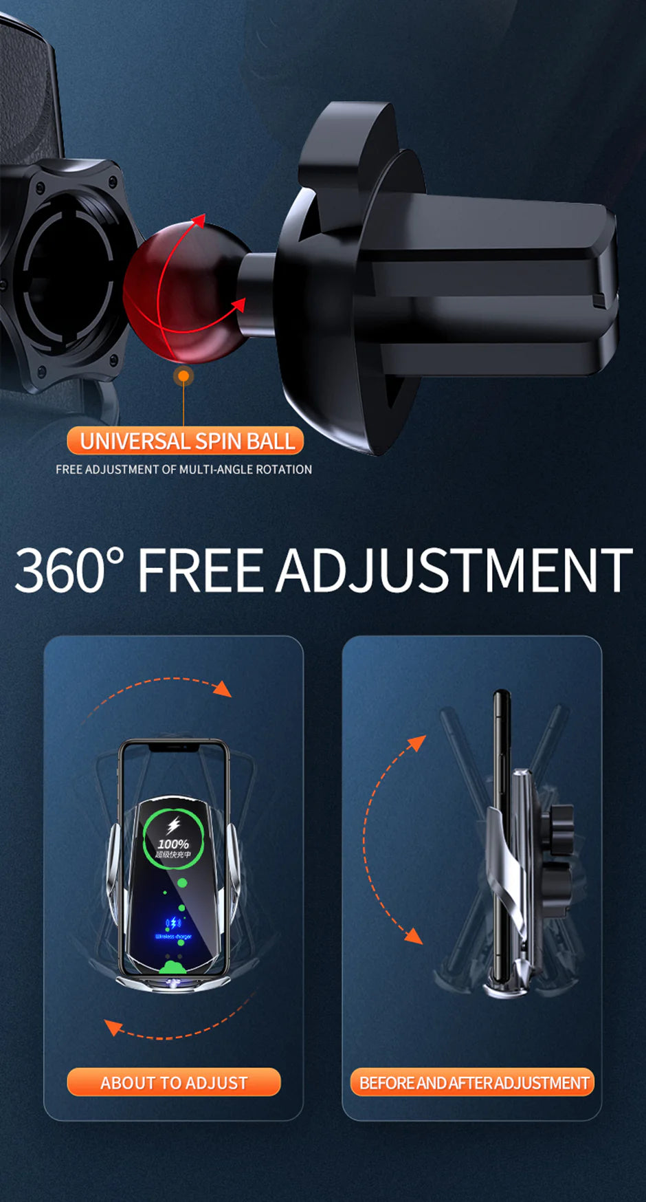 Premium Wireless Car Charger 30W Fast Charging Magnetic Phone Mount Infrared Sensor Auto Clamp USB-C LED Display