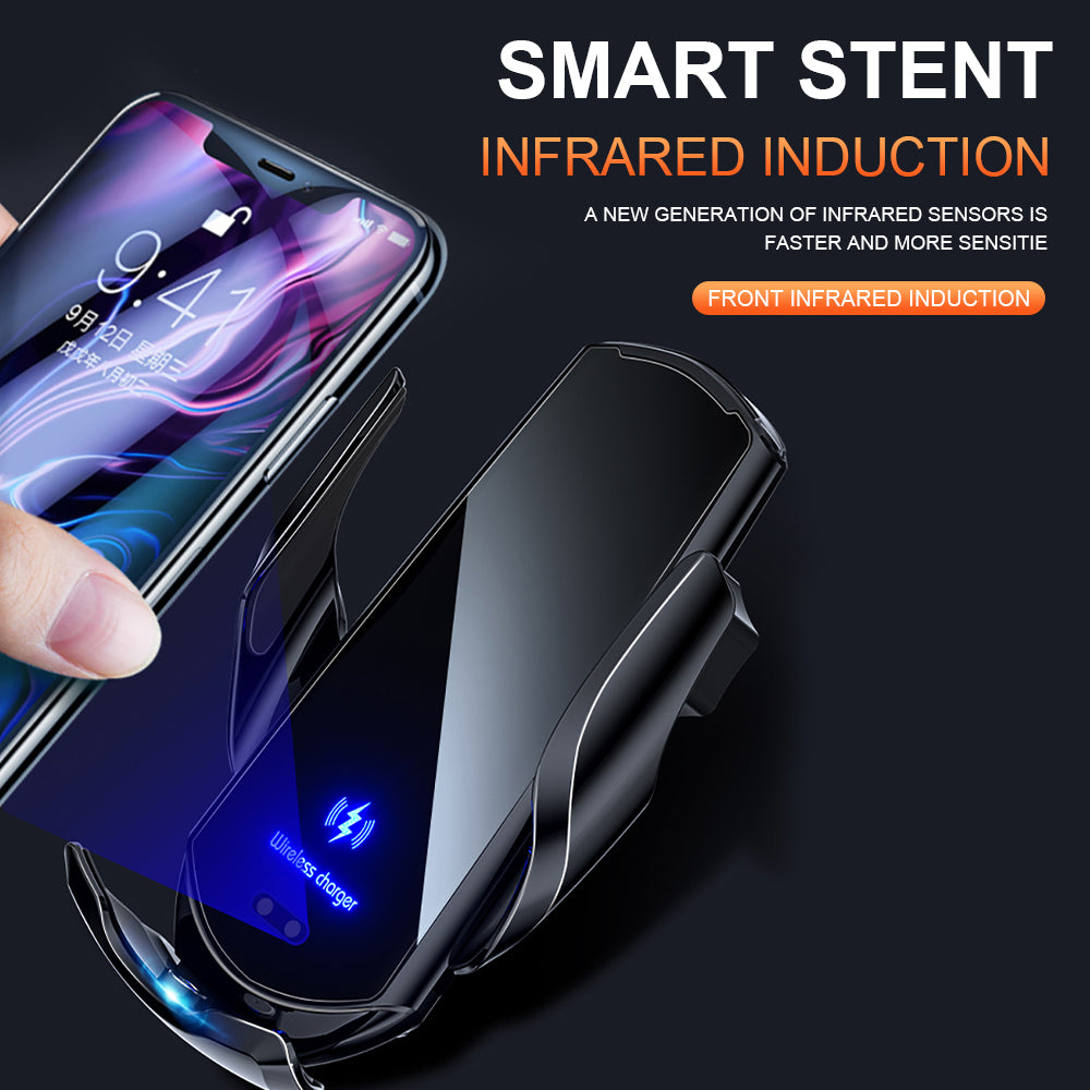 Premium Wireless Car Charger 30W Fast Charging Magnetic Phone Mount Infrared Sensor Auto Clamp USB-C LED Display