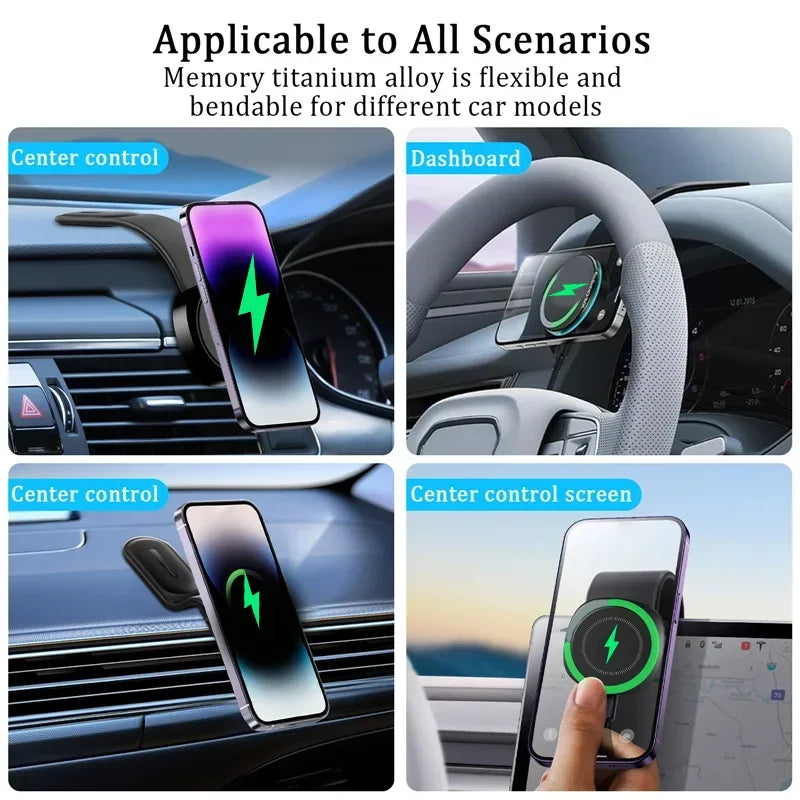 Premium Wireless Car Charger MagSafe Compatible 30W Fast Charging Magnetic Phone Mount Auto Holder Dashboard Vent Mount