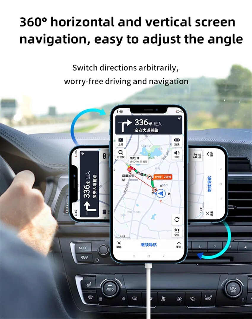Premium Wireless Car Charger MagSafe Compatible 30W Fast Charging Magnetic Vent Mount Phone Holder Secure Grip