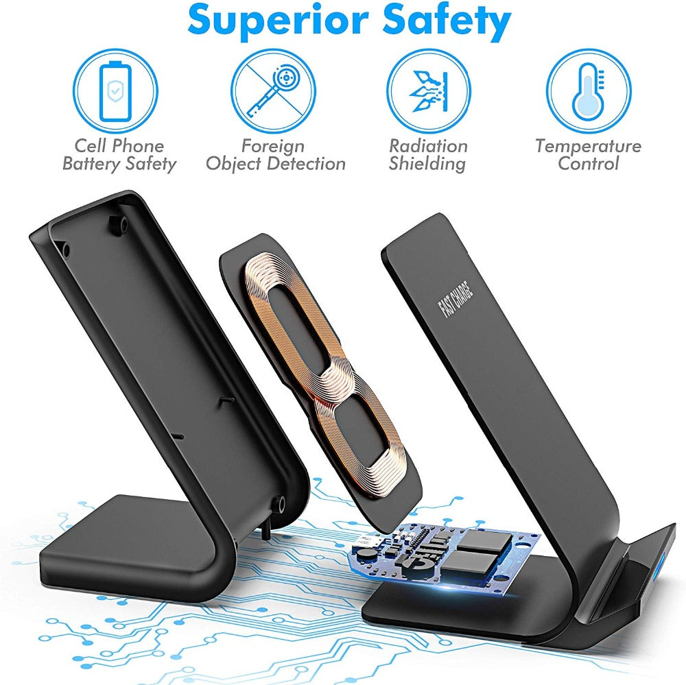Premium Wireless Charger Foldable 30W Fast Charging Stand Pad Portable Charging Dock Smartphone Earbuds Compatible