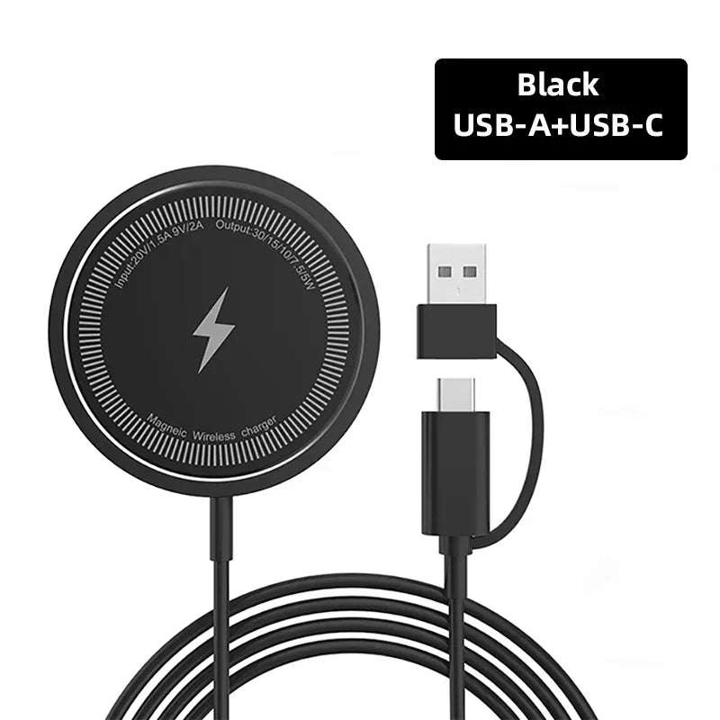 Premium Wireless Charger MagSafe Compatible 30W Fast Charging Magnetic Pad Slim Charging Dock Smartphone Earbuds Compatible