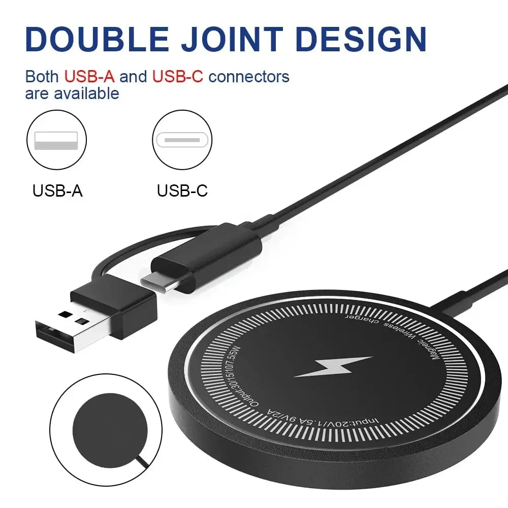 Premium Wireless Charger MagSafe Compatible 30W Fast Charging Magnetic Pad Slim Charging Dock Smartphone Earbuds Compatible