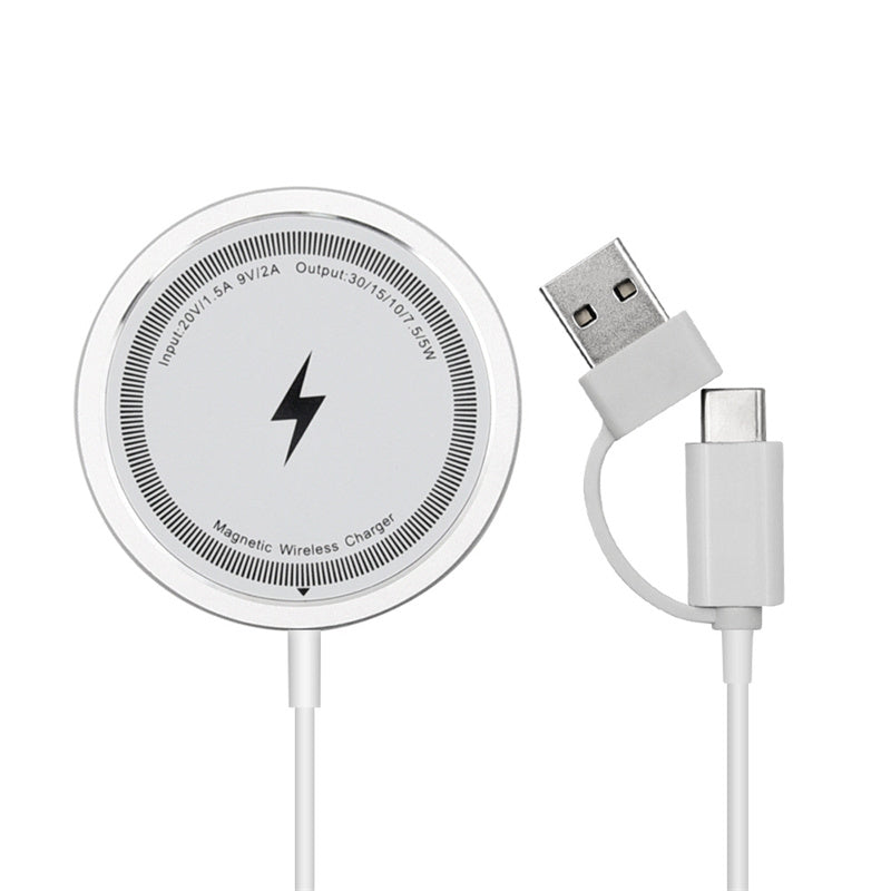 Premium Wireless Charger MagSafe Compatible 30W Fast Charging Magnetic Pad Slim Charging Dock Smartphone Earbuds Compatible