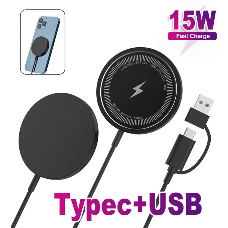 Premium Wireless Charger MagSafe Compatible 30W Fast Charging Magnetic Pad Slim Charging Dock Smartphone Earbuds Compatible
