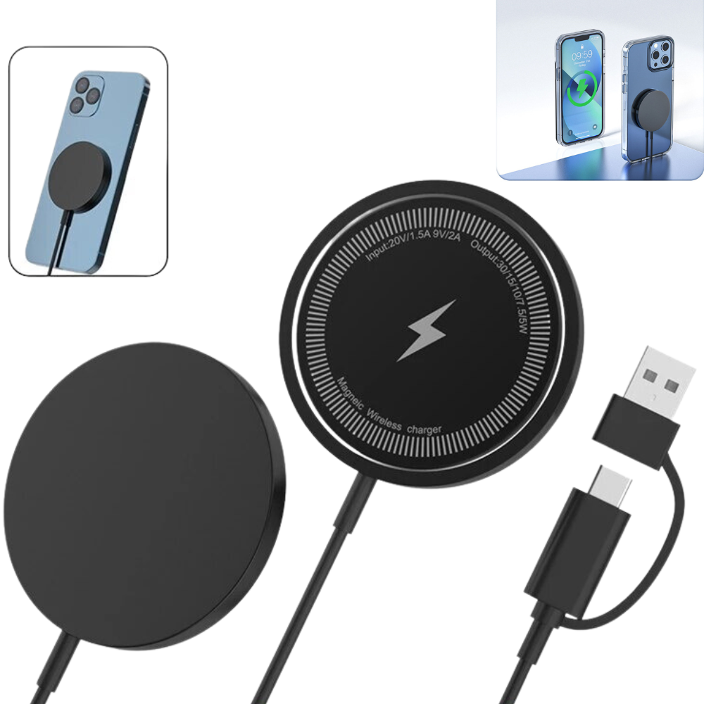 Premium Wireless Charger MagSafe Compatible 30W Fast Charging Magnetic Pad Slim Charging Dock Smartphone Earbuds Compatible