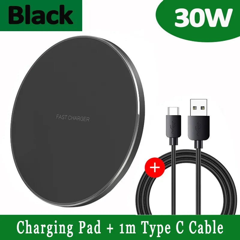 Premium Wireless Charger MagSafe Compatible 30W Fast Charging Pad USB-C Qi Charging Slim Design