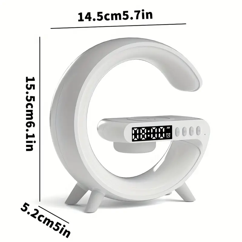 Premium Wireless Charging Station RGB LED Bluetooth Speaker Clock Fast Charging Dock USB-C Multi Device Charger