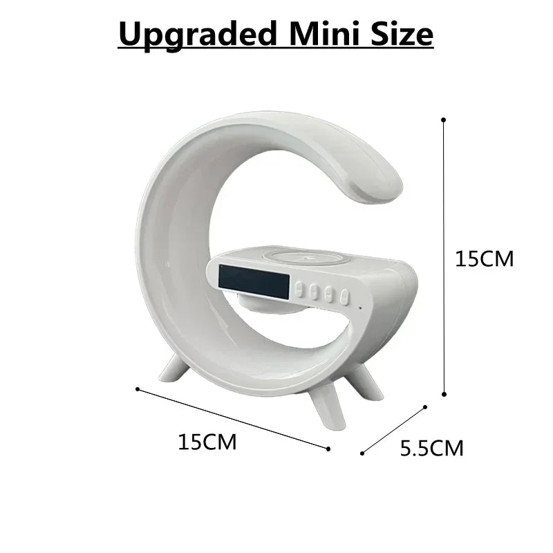 Premium Wireless Charging Station RGB LED Bluetooth Speaker Clock Fast Charging Dock USB-C Multi Device Charger