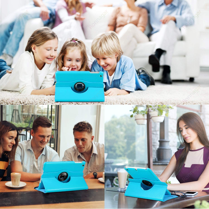 Premium iPad Case 360 Rotating Stand PU Leather Smart Cover Protective Tablet Case Multi Angle Viewing