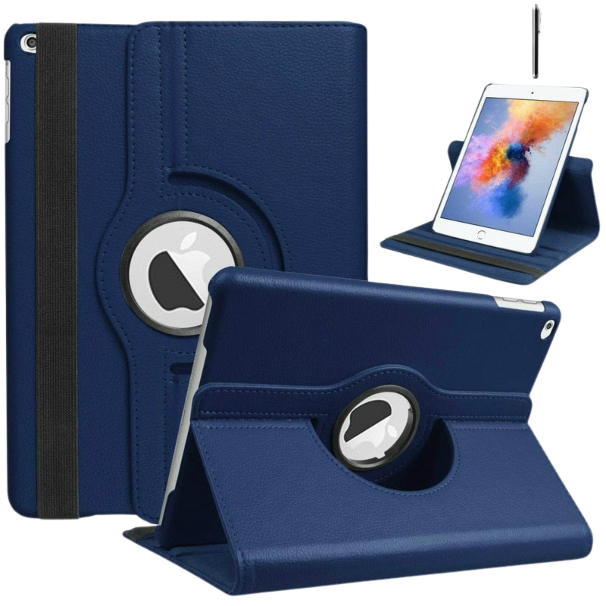 Premium iPad Case 360 Rotating Stand PU Leather Smart Cover Protective Tablet Case Multi Angle Viewing