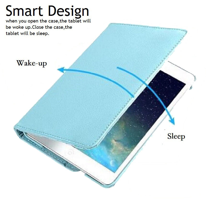 Premium iPad Case 360 Rotating Stand PU Leather Smart Cover Protective Tablet Case Multi Angle Viewing