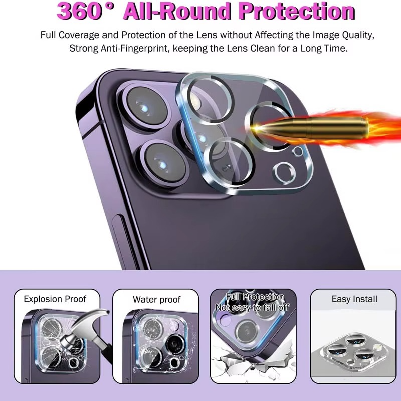 Premium iPhone Camera Lens Protector 9H Tempered Glass Ultra Clear Protective Cover Scratch Resistant Drop Protection Precision Fit