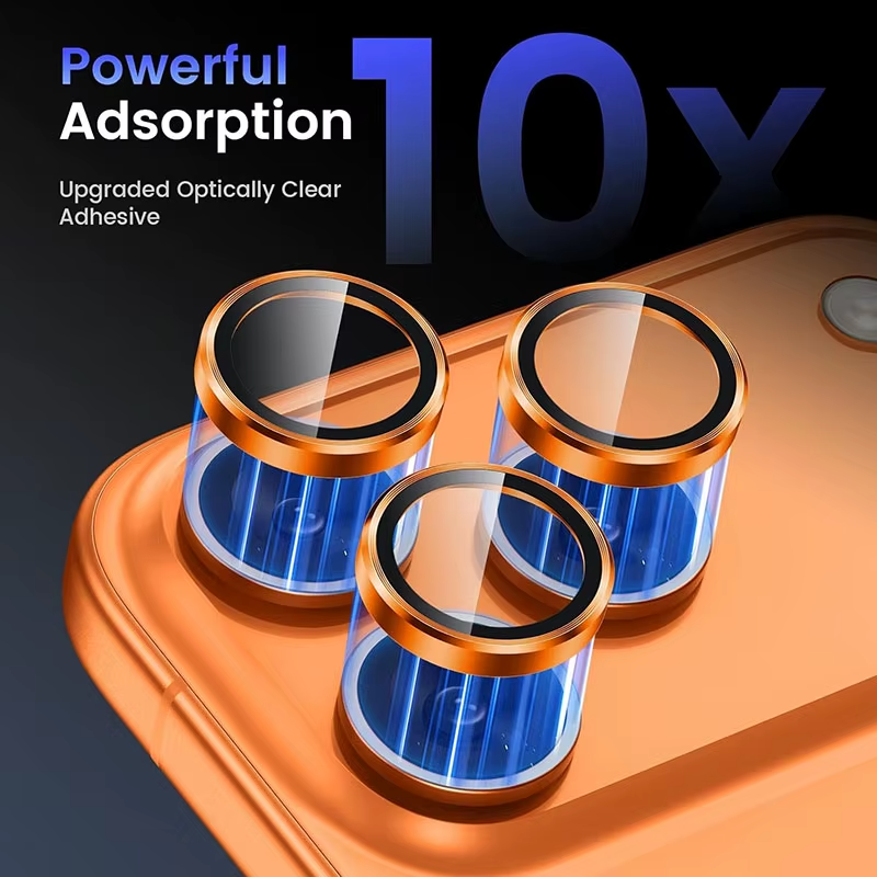 Premium iPhone Camera Lens Protector Metal Ring Tempered Glass Protective Cover Scratch Resistant Shockproof Anti Dust Precision Fit
