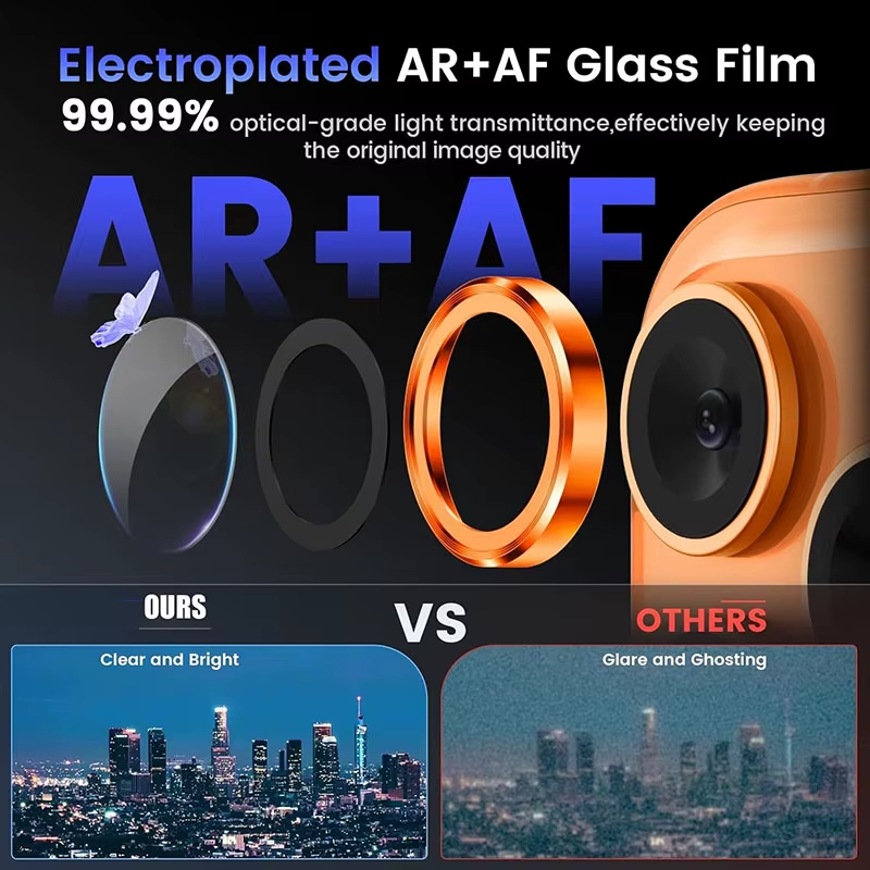 Premium iPhone Camera Lens Protector Metal Ring Tempered Glass Protective Cover Scratch Resistant Shockproof Anti Dust Precision Fit