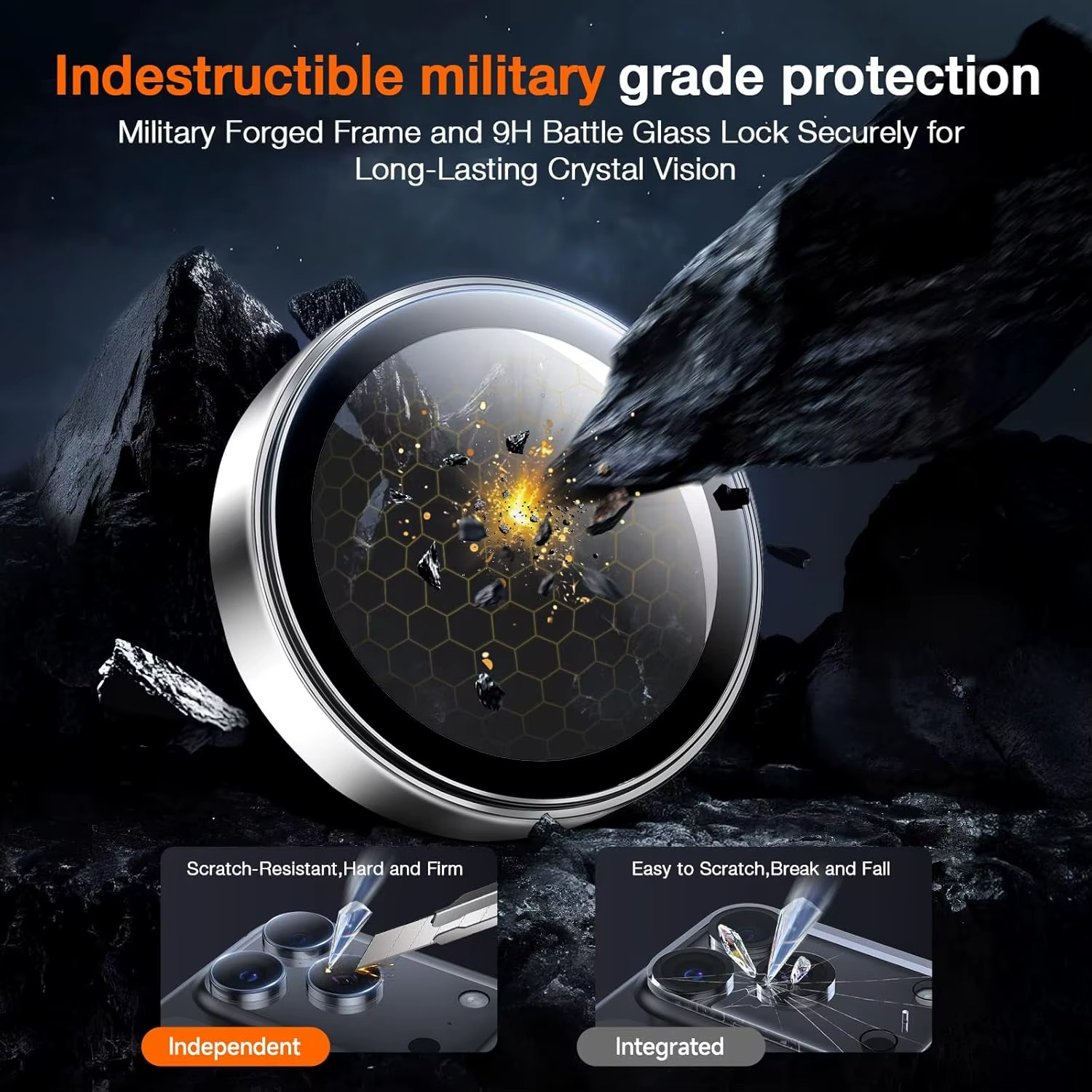 Premium iPhone Camera Lens Protector Metal Ring Tempered Glass Protective Cover Scratch Resistant Shockproof Anti Dust Precision Fit