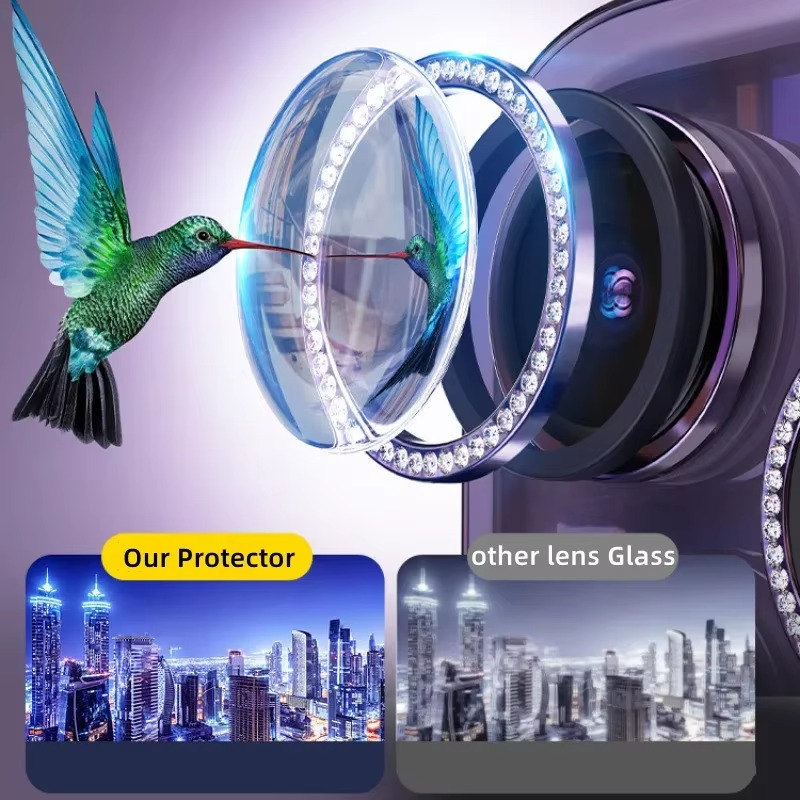 Premium iPhone Camera Lens Protector Metal Ring Tempered Glass Protective Cover Scratch Resistant Shockproof Anti Dust Precision Fit