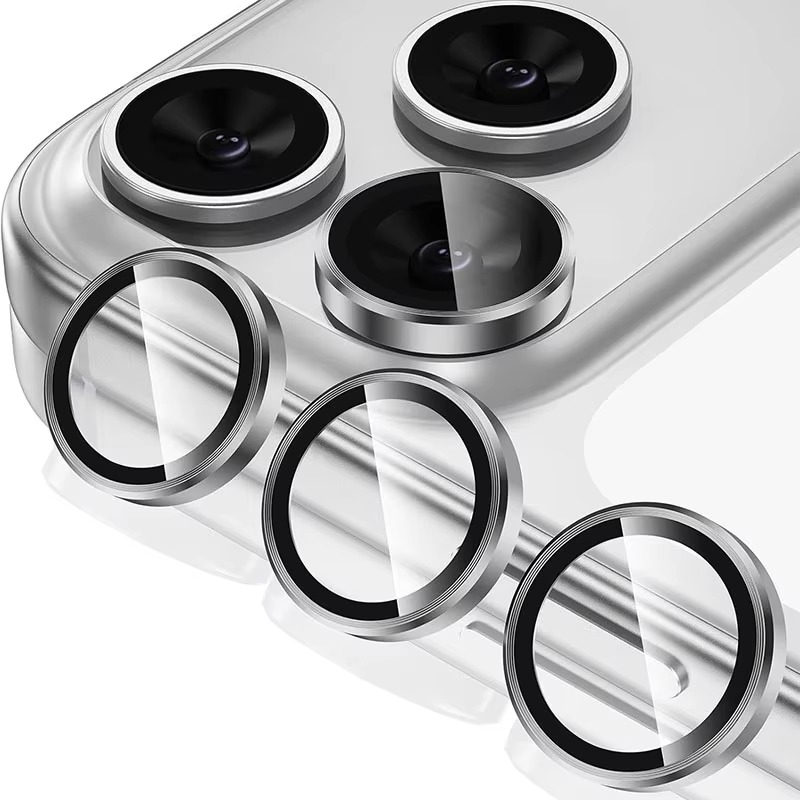 Premium iPhone Camera Lens Protector Metal Ring Tempered Glass Protective Cover Scratch Resistant Shockproof Anti Dust Precision Fit