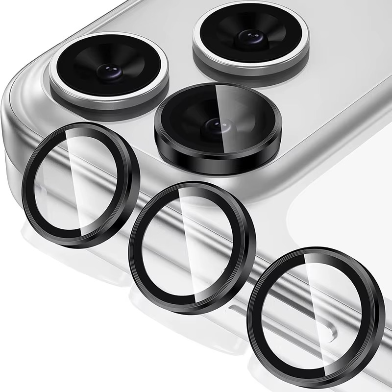 Premium iPhone Camera Lens Protector Metal Ring Tempered Glass Protective Cover Scratch Resistant Shockproof Anti Dust Precision Fit