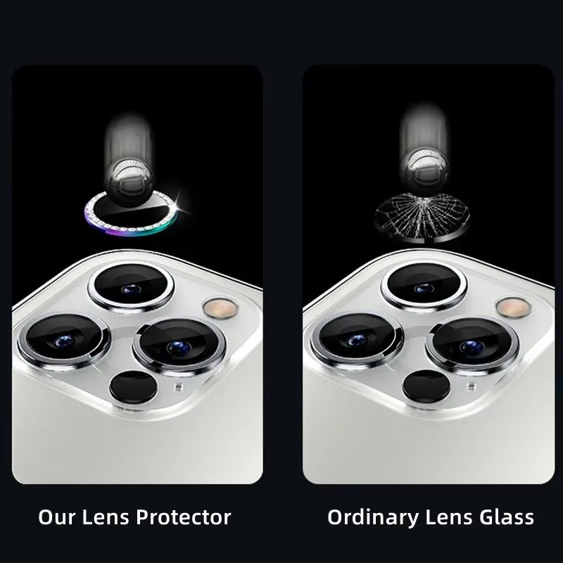 Premium iPhone Camera Lens Protector Metal Ring Tempered Glass Protective Cover Scratch Resistant Shockproof Anti Dust Precision Fit