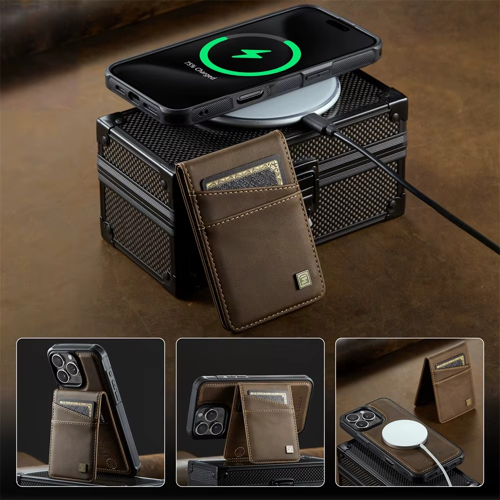 Premium iPhone Case 2-in-1 Magnetic Detachable Wallet Flip Cover PU Leather Card Holder Cash Pocket Wrist Strap Shockproof Full Protection Slim Design