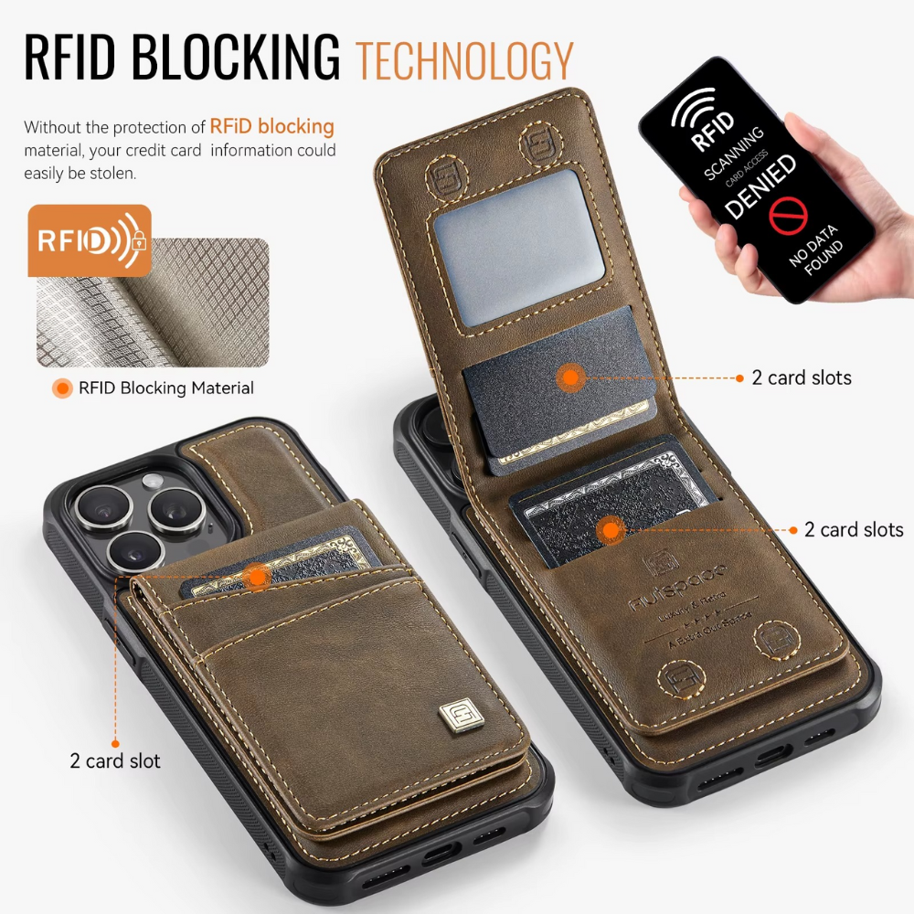 Premium iPhone Case 2-in-1 Magnetic Detachable Wallet Flip Cover PU Leather Card Holder Cash Pocket Wrist Strap Shockproof Full Protection Slim Design