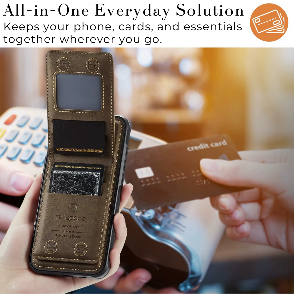 Premium iPhone Case 2-in-1 Magnetic Detachable Wallet Flip Cover PU Leather Card Holder Cash Pocket Wrist Strap Shockproof Full Protection Slim Design
