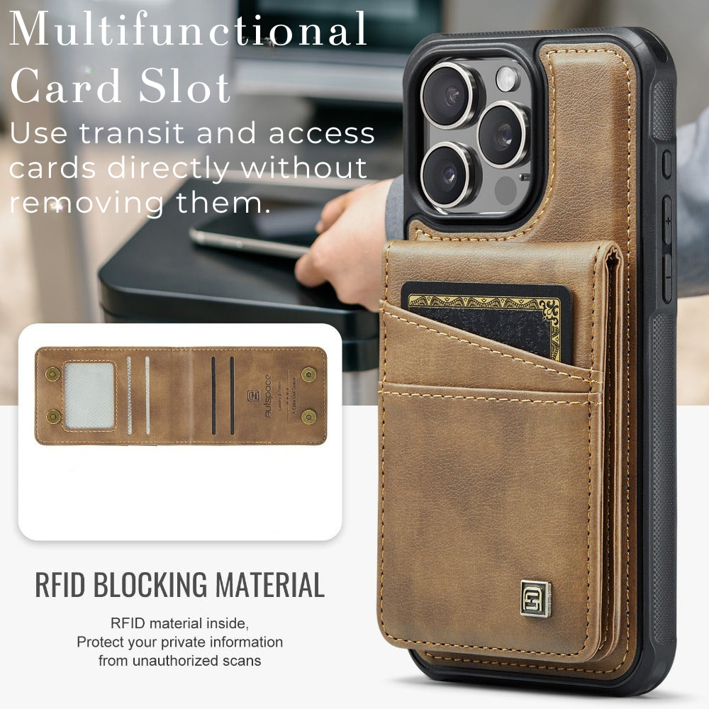 Premium iPhone Case 2-in-1 Magnetic Detachable Wallet Flip Cover PU Leather Card Holder Cash Pocket Wrist Strap Shockproof Full Protection Slim Design