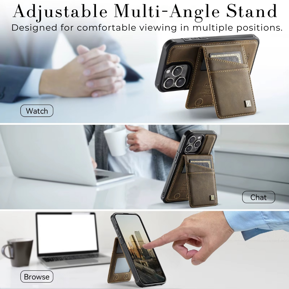 Premium iPhone Case 2-in-1 Magnetic Detachable Wallet Flip Cover PU Leather Card Holder Cash Pocket Wrist Strap Shockproof Full Protection Slim Design
