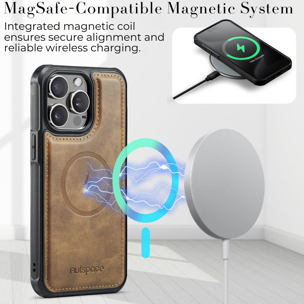 Premium iPhone Case 2-in-1 Magnetic Detachable Wallet Flip Cover PU Leather Card Holder Cash Pocket Wrist Strap Shockproof Full Protection Slim Design