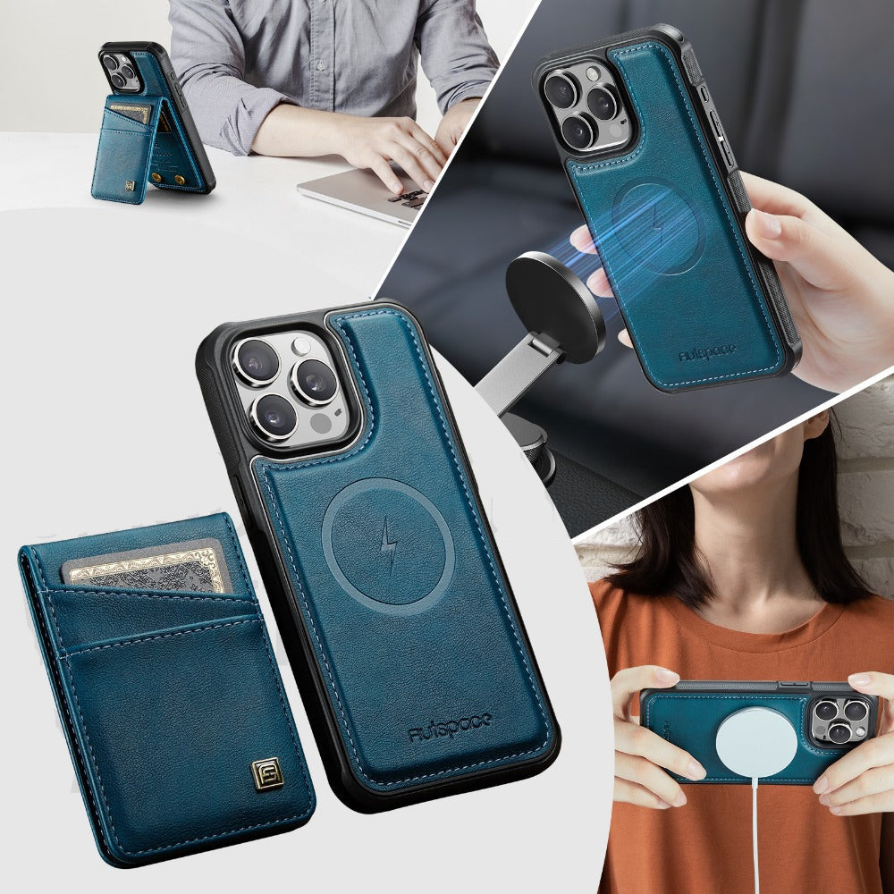 Premium iPhone Case 2-in-1 Magnetic Detachable Wallet Flip Cover PU Leather Card Holder Cash Pocket Wrist Strap Shockproof Full Protection Slim Design