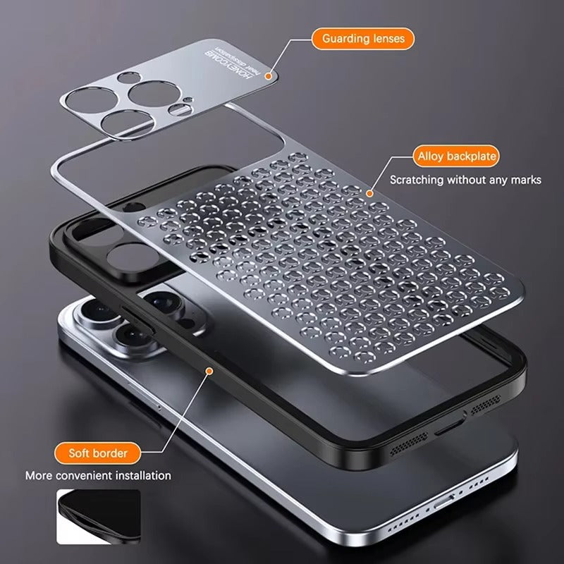 Premium iPhone Case Aluminum Alloy Protective Cover Breathable Metal Design Anti Fingerprint Finish Scratch Resistant Slim Frame Lightweight Structure