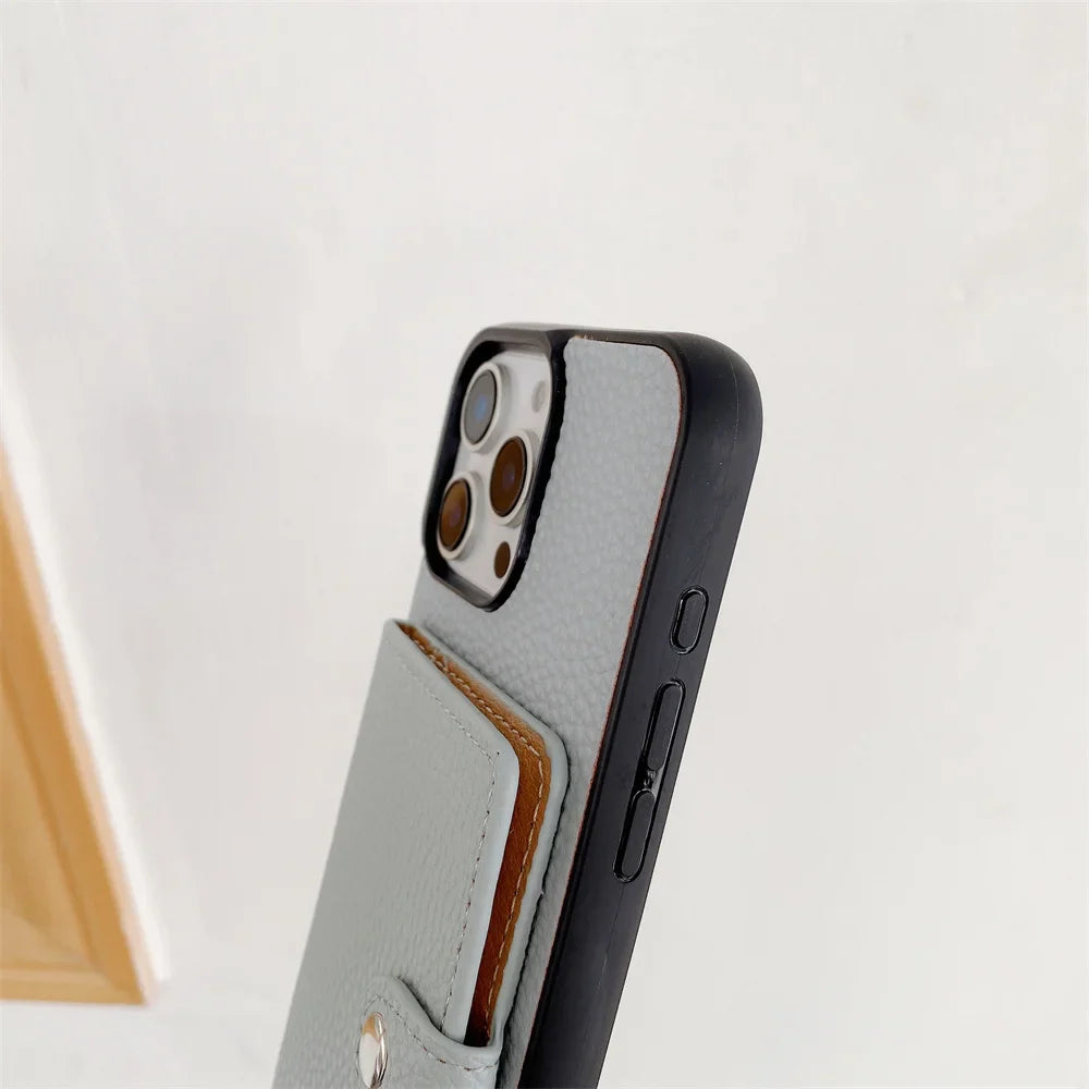 Premium iPhone Case Crossbody Wallet Cover PU Leather Card Holder Coin Pocket RFID Protection Magnetic Closure Shoulder Strap Shockproof Full Protection Slim Design