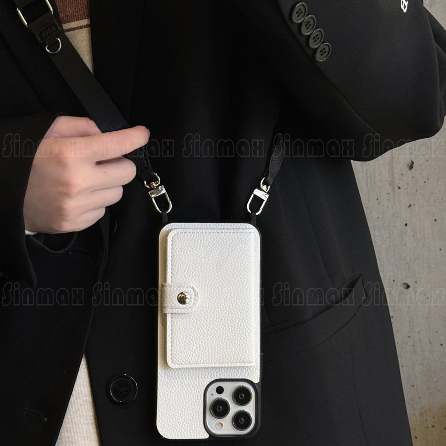 Premium iPhone Case Crossbody Wallet Cover PU Leather Card Holder Coin Pocket RFID Protection Magnetic Closure Shoulder Strap Shockproof Full Protection Slim Design