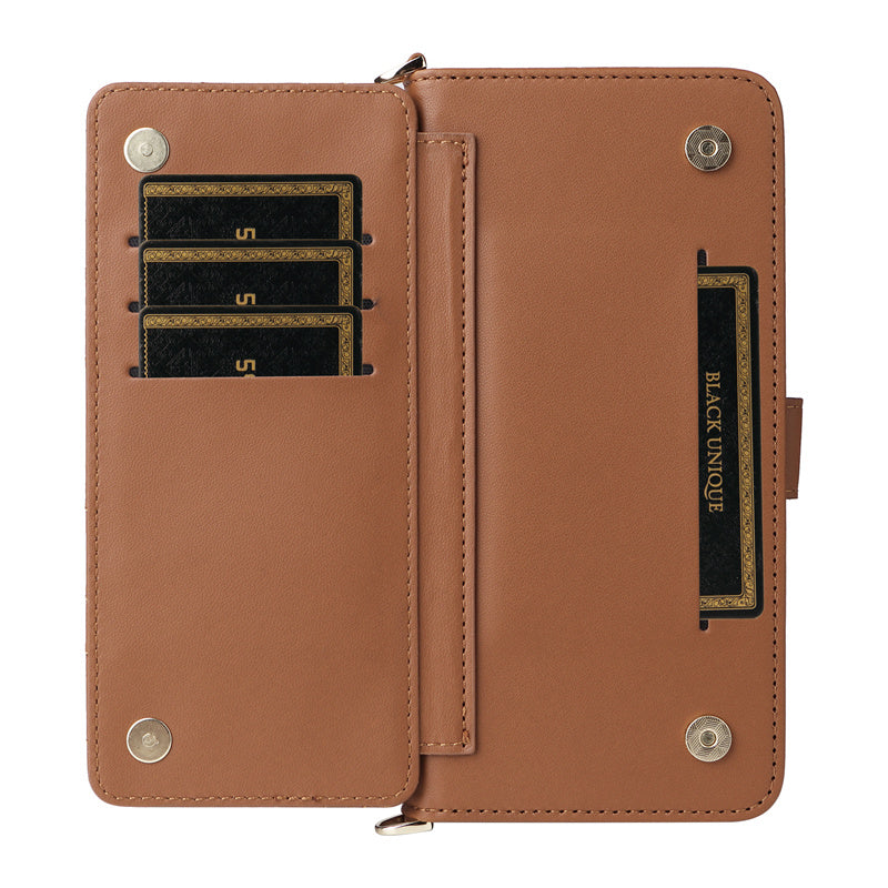 Premium iPhone Case Crossbody Wallet Cover PU Leather Card Holder Magnetic Closure Shoulder Strap Shockproof Full Protection Slim Design