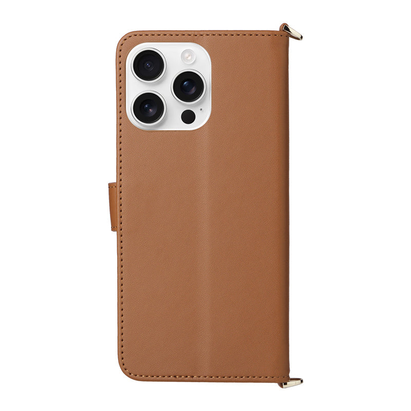 Premium iPhone Case Crossbody Wallet Cover PU Leather Card Holder Magnetic Closure Shoulder Strap Shockproof Full Protection Slim Design