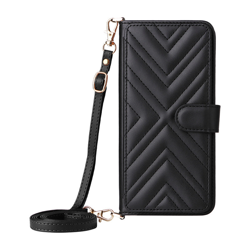 Premium iPhone Case Crossbody Wallet Cover PU Leather Card Holder Magnetic Closure Shoulder Strap Shockproof Full Protection Slim Design