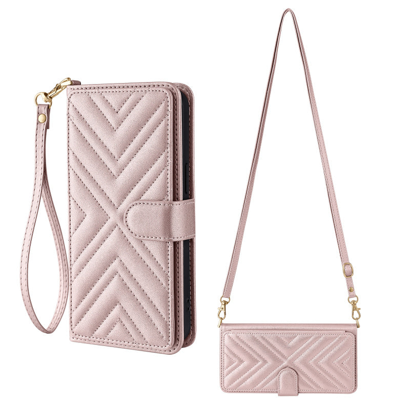 Premium iPhone Case Crossbody Wallet Cover PU Leather Card Holder Magnetic Closure Shoulder Strap Shockproof Full Protection Slim Design