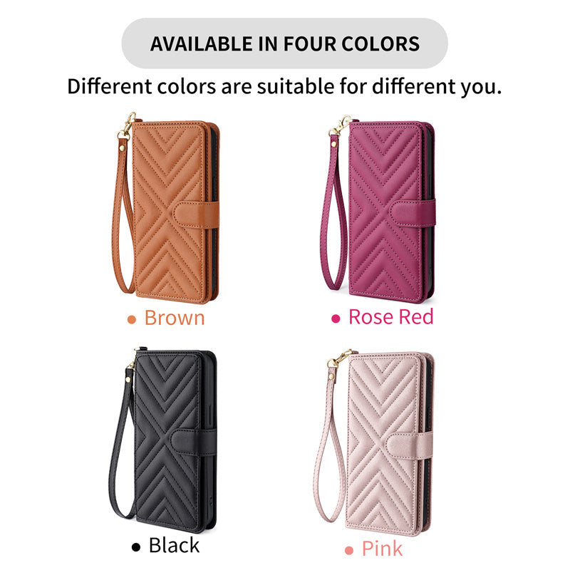Premium iPhone Case Crossbody Wallet Cover PU Leather Card Holder Magnetic Closure Shoulder Strap Shockproof Full Protection Slim Design