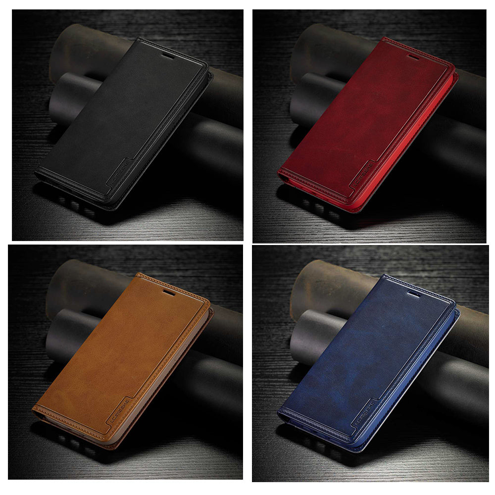 Premium iPhone Case Flip Wallet MagSafe Compatible Genuine Leather Magnetic Closure Card Holder Shockproof Protective Cover Camera Lens Protection Slim Design