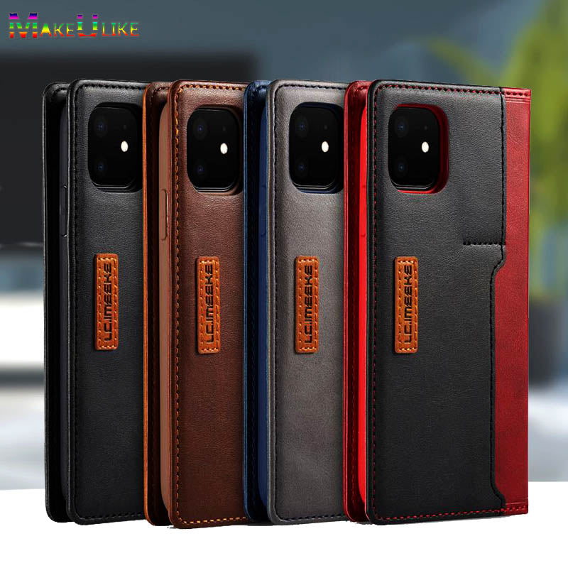 Premium iPhone Case Flip Wallet MagSafe Compatible Genuine Leather Magnetic Closure Card Holder Shockproof Protective Cover Camera Lens Protection Slim Design