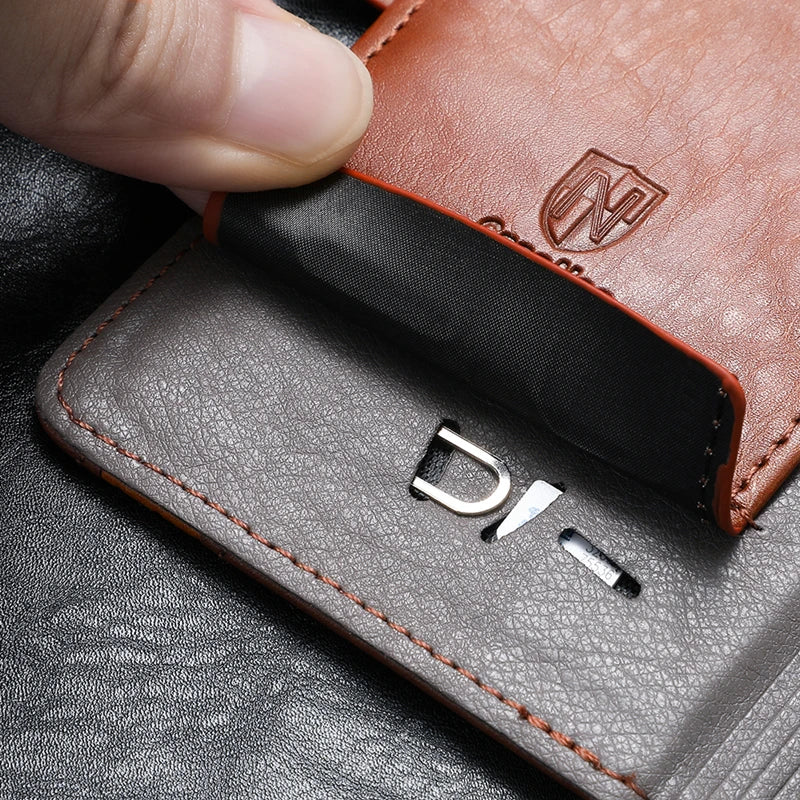 Premium iPhone Case Flip Wallet MagSafe Compatible Genuine Leather Magnetic Closure Card Holder Shockproof Protective Cover Camera Lens Protection Slim Design