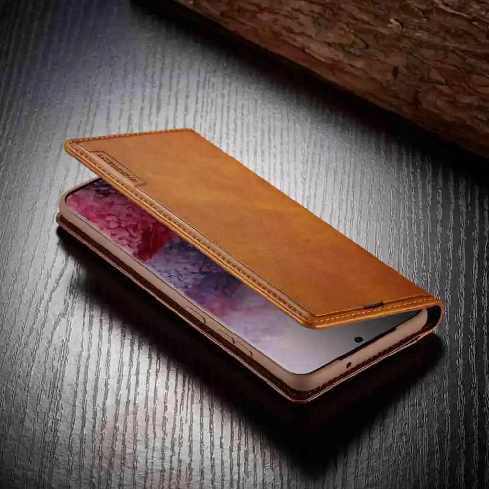 Premium iPhone Case Flip Wallet MagSafe Compatible Genuine Leather Magnetic Closure Card Holder Shockproof Protective Cover Camera Lens Protection Slim Design