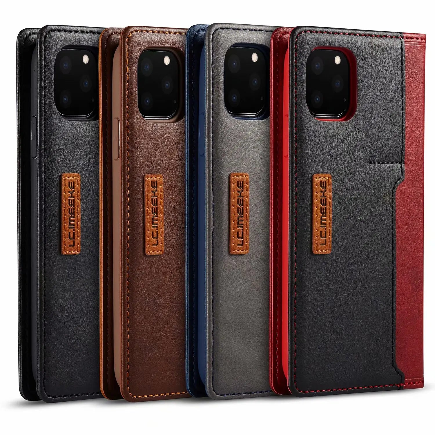 Premium iPhone Case Flip Wallet MagSafe Compatible Genuine Leather Magnetic Closure Card Holder Shockproof Protective Cover Camera Lens Protection Slim Design