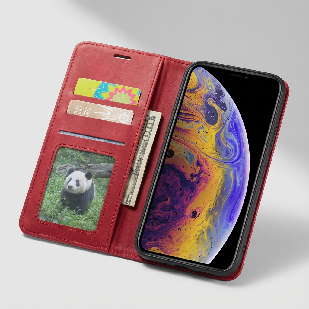 Premium iPhone Case Flip Wallet MagSafe Compatible Leather Card Holder Magnetic Closure Shockproof Protective Cover Camera Lens Protection Stand Function