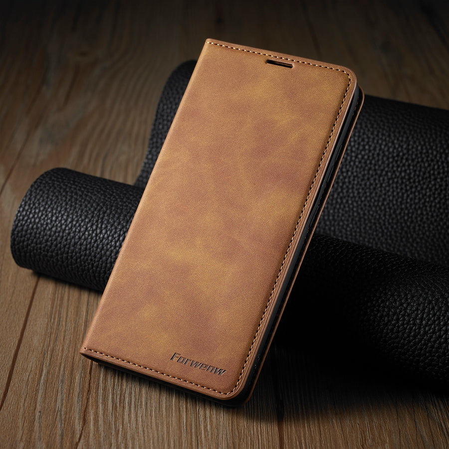 Premium iPhone Case Flip Wallet MagSafe Compatible Leather Card Holder Magnetic Closure Shockproof Protective Cover Camera Lens Protection Stand Function