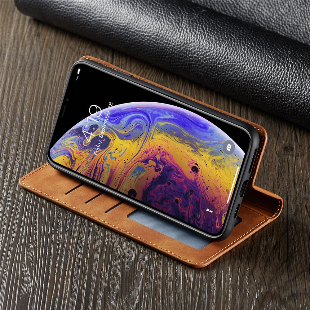 Premium iPhone Case Flip Wallet MagSafe Compatible Leather Card Holder Magnetic Closure Shockproof Protective Cover Camera Lens Protection Stand Function