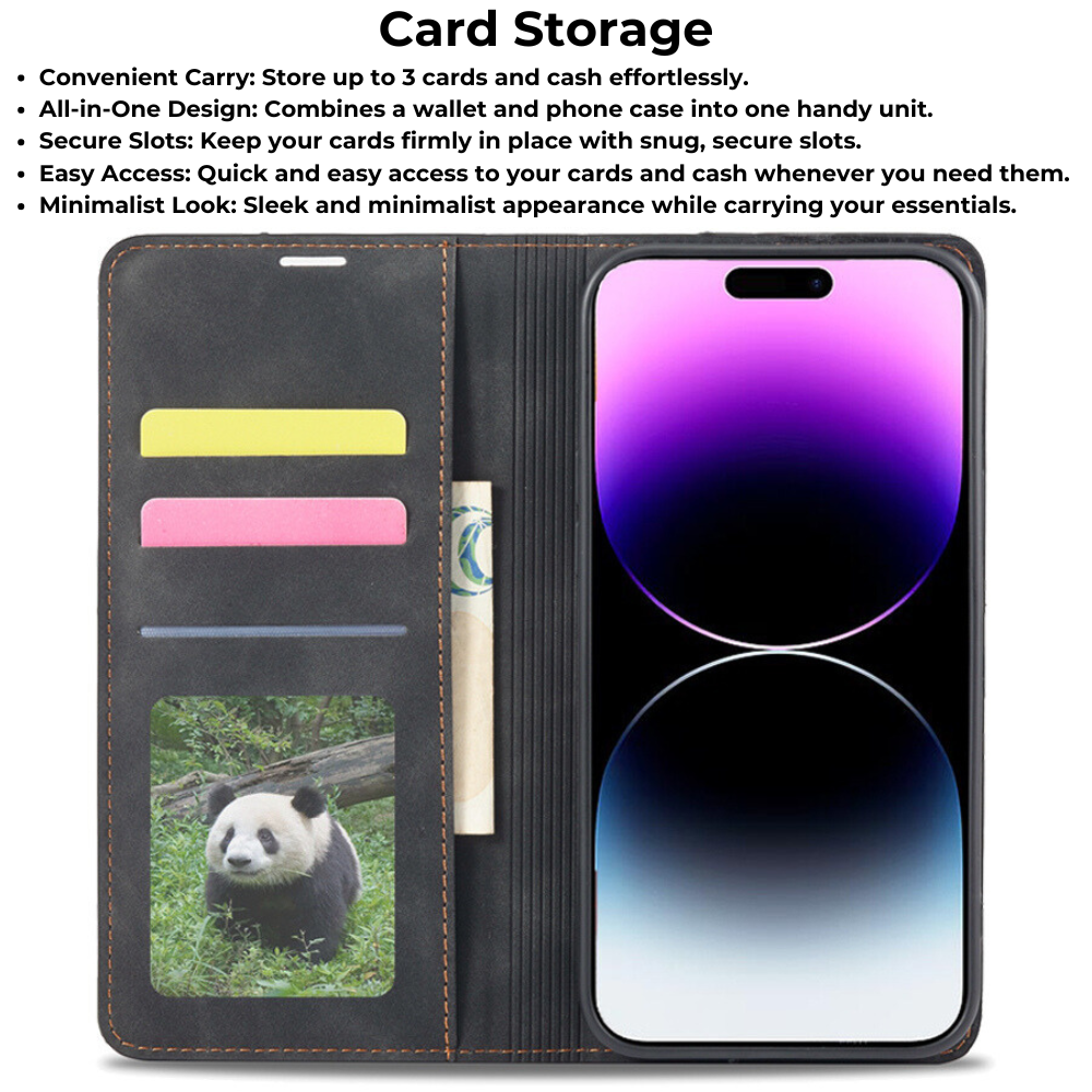 Premium iPhone Case Flip Wallet MagSafe Compatible Leather Card Holder Magnetic Closure Shockproof Protective Cover Camera Lens Protection Stand Function