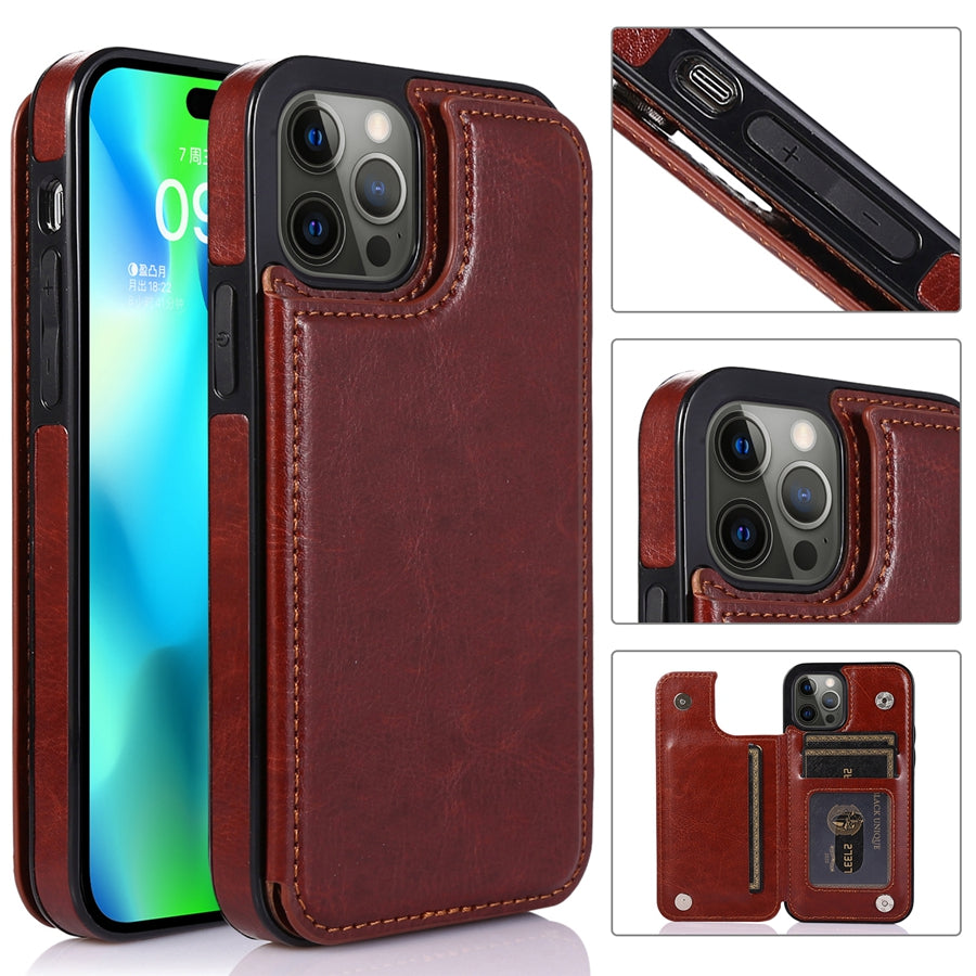 Premium iPhone Case Flip Wallet MagSafe Compatible Leather RFID Blocking Card Holder Magnetic Closure Shockproof Protective Cover Camera Lens Protection Stand Function