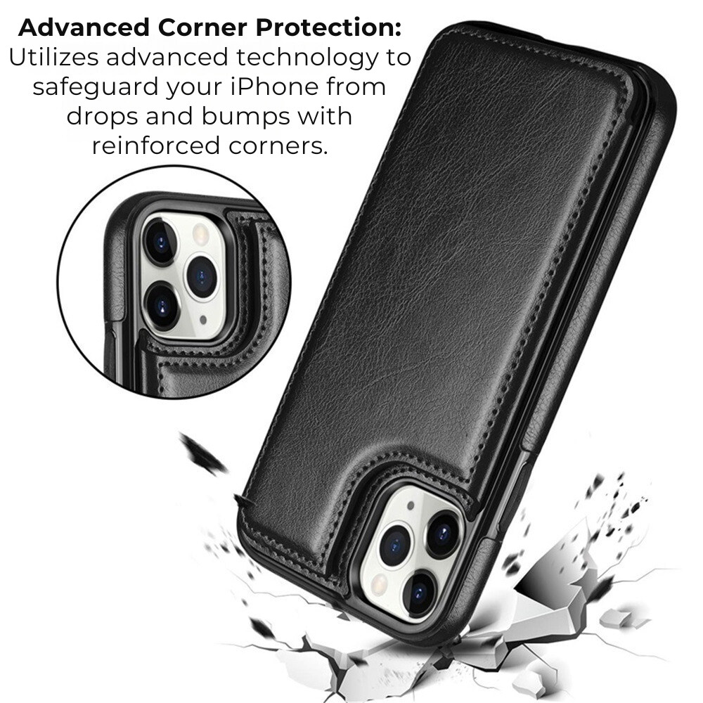 Premium iPhone Case Flip Wallet MagSafe Compatible Leather RFID Blocking Card Holder Magnetic Closure Shockproof Protective Cover Camera Lens Protection Stand Function